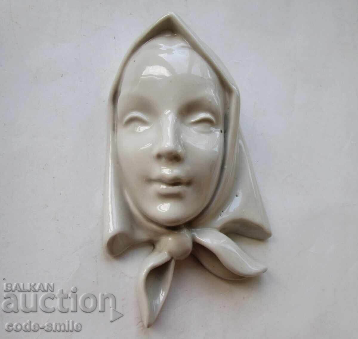 Vintage Bulgarian porcelain female face wall figurine with price € 250.00 | 488.96 BGN Vintage Bulgarian porcelain female face wall figurine with price € 250.00 | 488.96 BGN