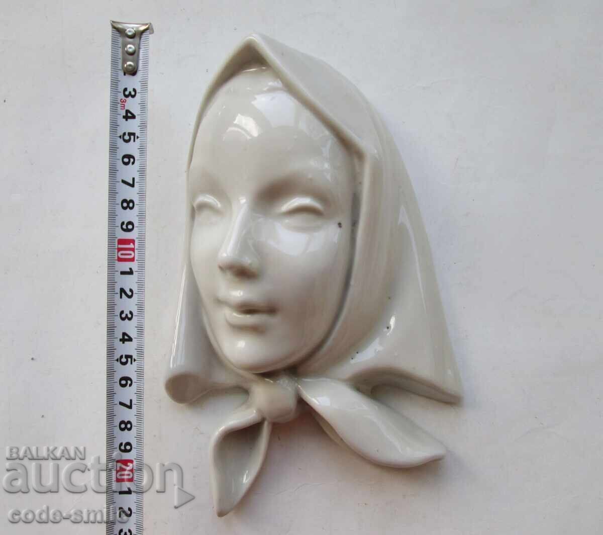 Vintage Bulgarian porcelain female face wall figurine - 6 Vintage Bulgarian porcelain female face wall figurine - 6