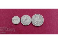 Silver, 1910, Ferdinand coins, 50 stotinki, 1, 2 leva