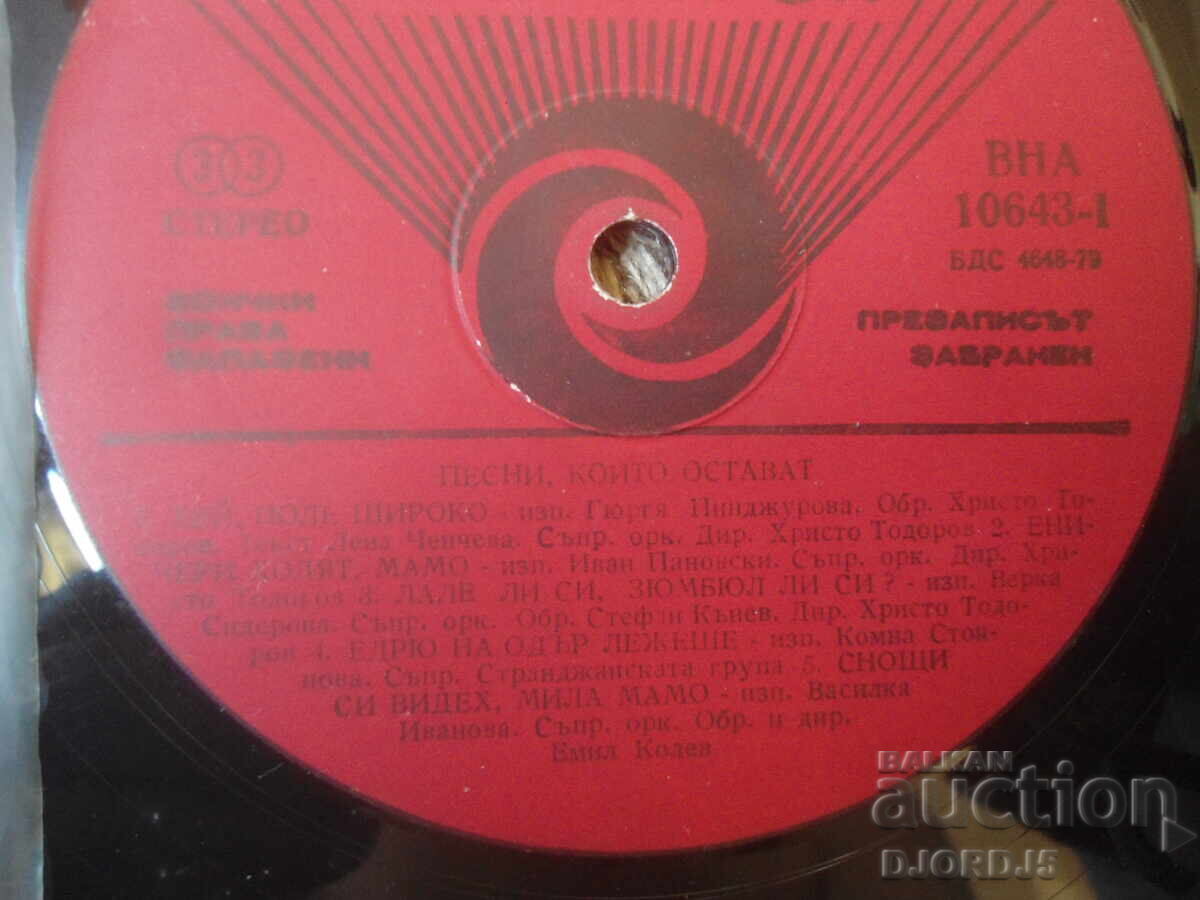 Licitație VNA 10643, Cântece care rămân, Disc de vinil, mare