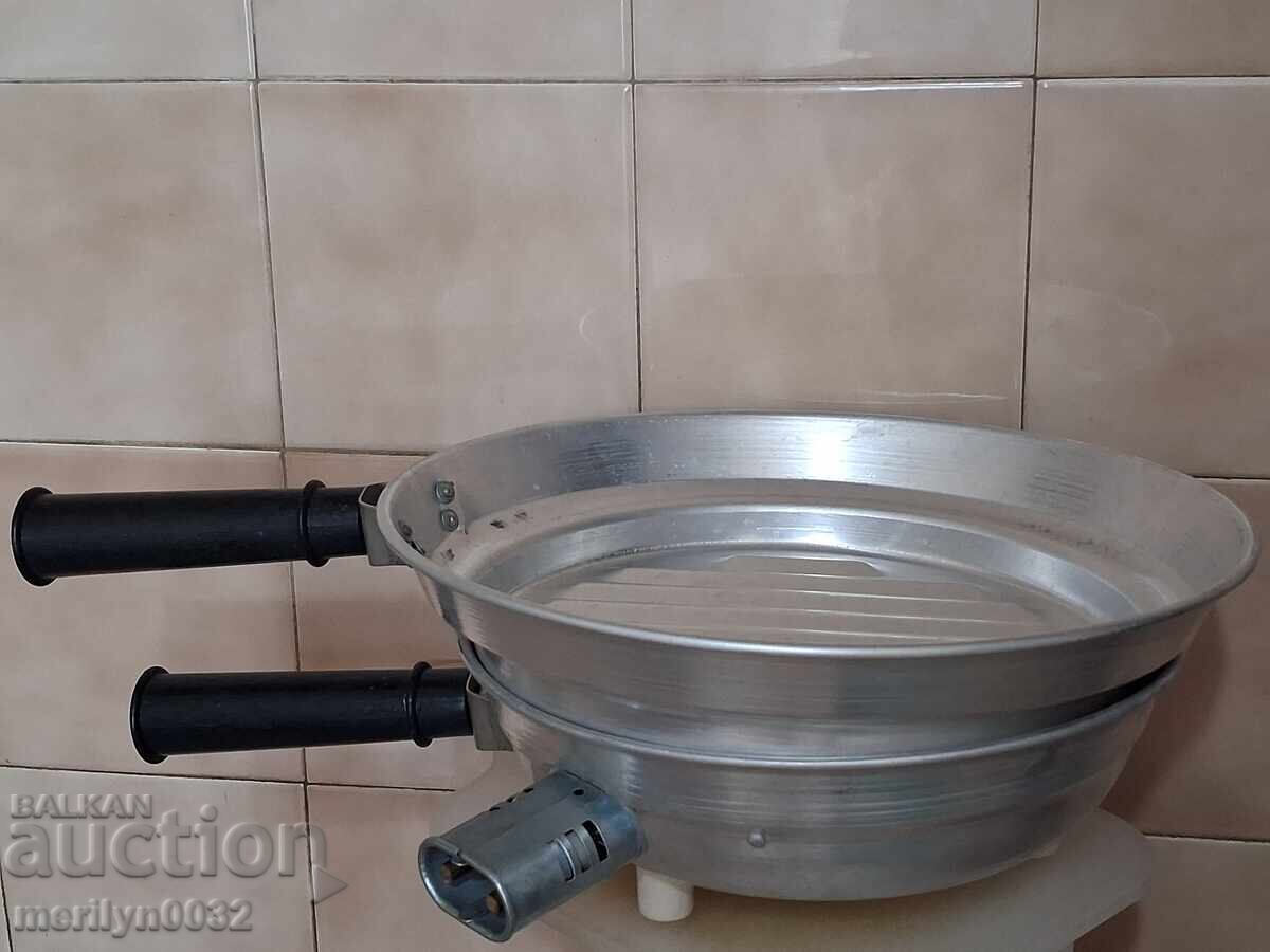 Licitație Tigaie pentru friptură din aluminiu cu etichetă, 1986, R.P. Bulgaria, vas de bucătărie