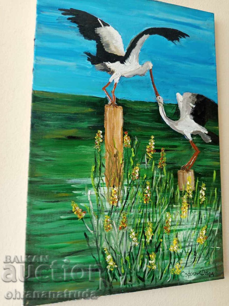 Two oil paintings on canvas with frames, signed with price € 130.00 | 254.26 BGN