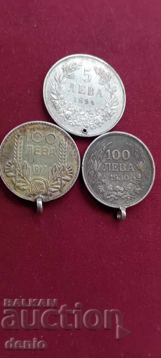 5 λέβα 1894, 100 λέβα 1930, 37, ασήμι, νομίσματα