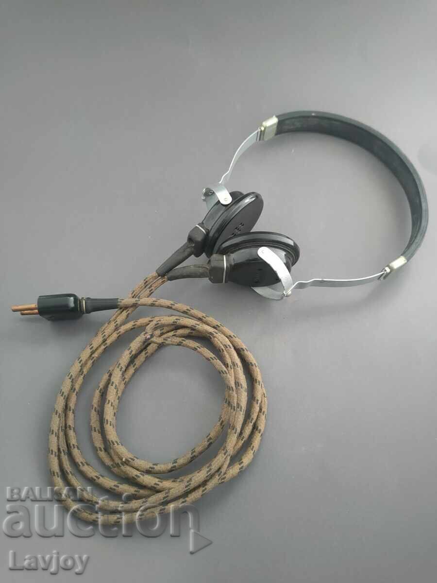 Vintage military bakelite headphones