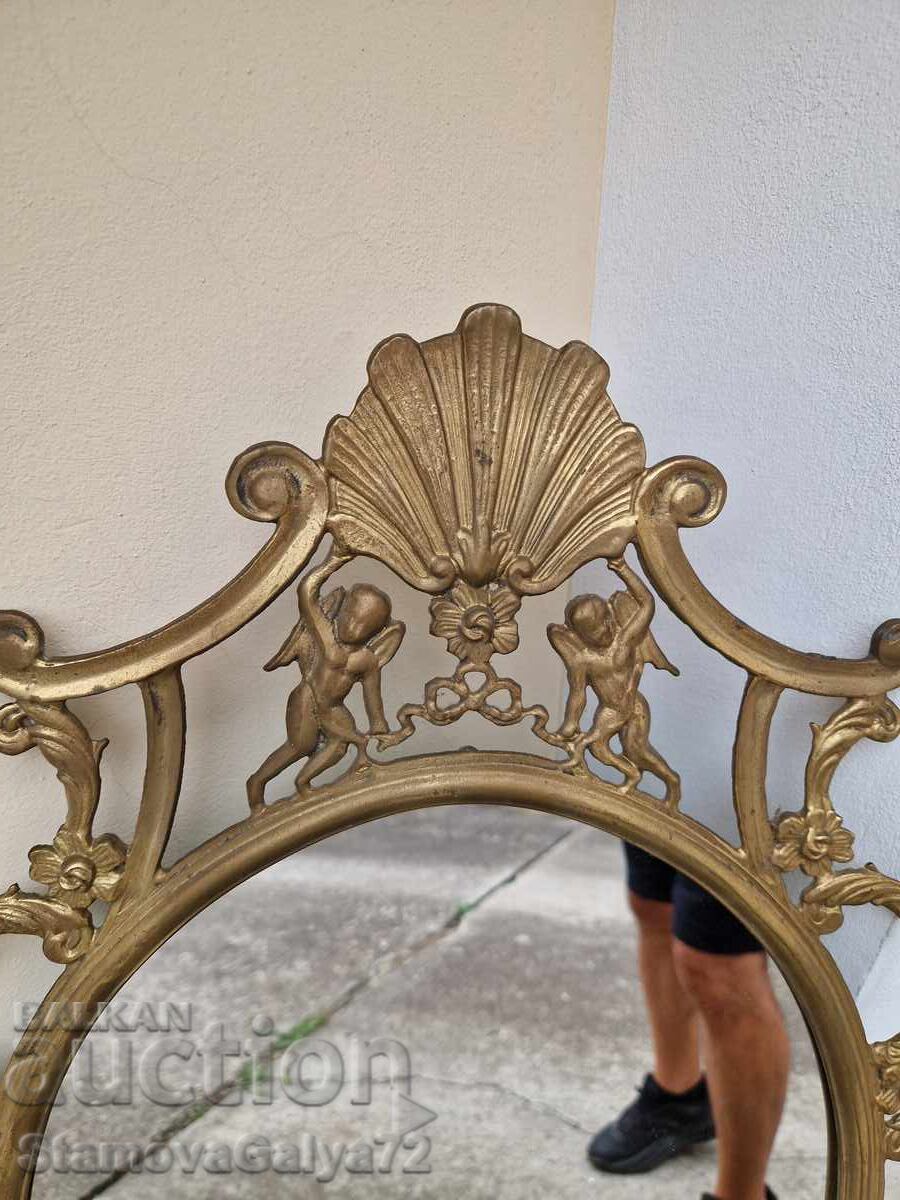 Old unique antique French bronze mirror - 5