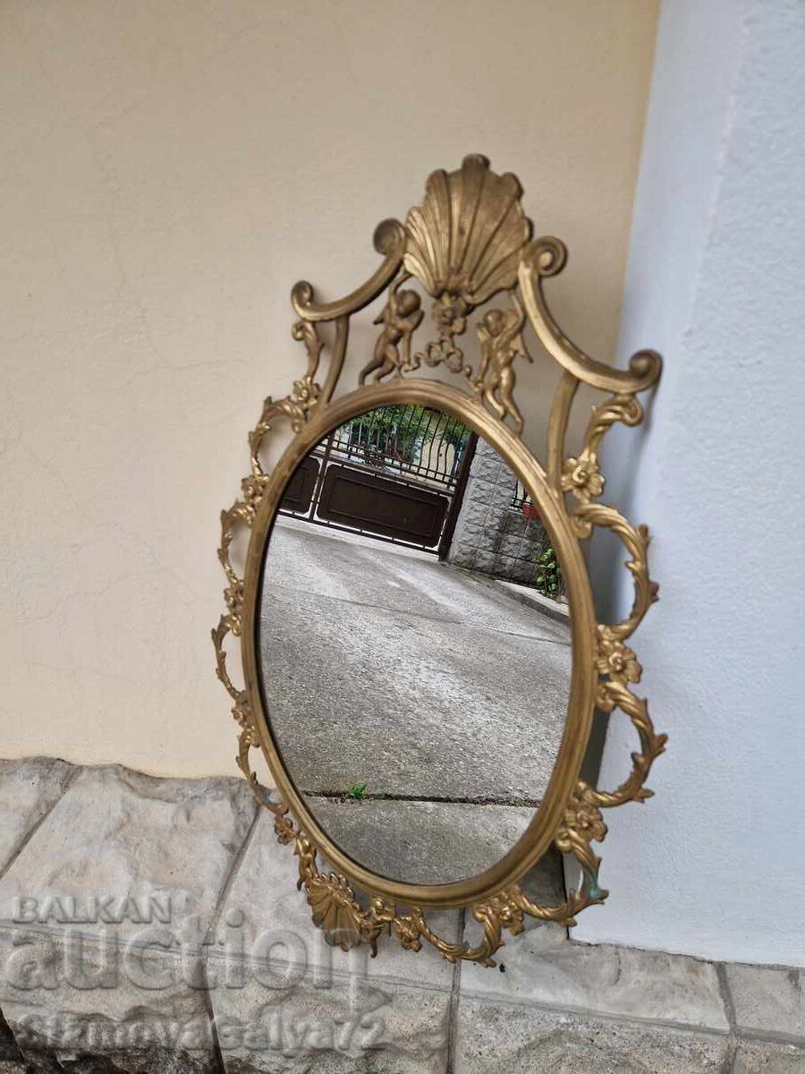 Old unique antique French bronze mirror