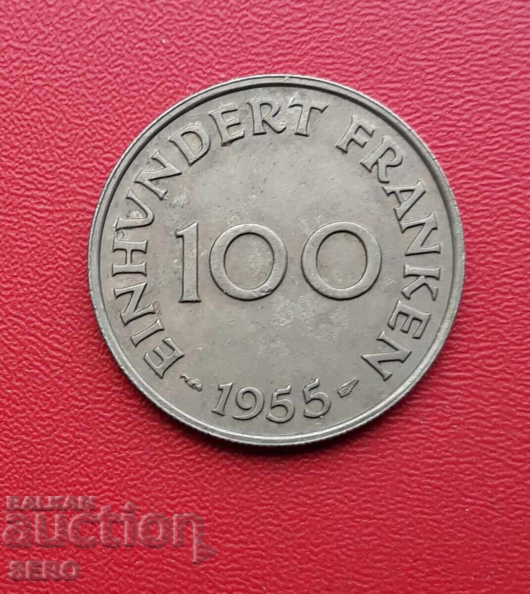 Germany - Saarland / French Occupation / -100 Francs 1955