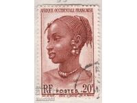 Africa Occidentală Franceză-1947-Uz curent-Fată din regiune, ștampilat