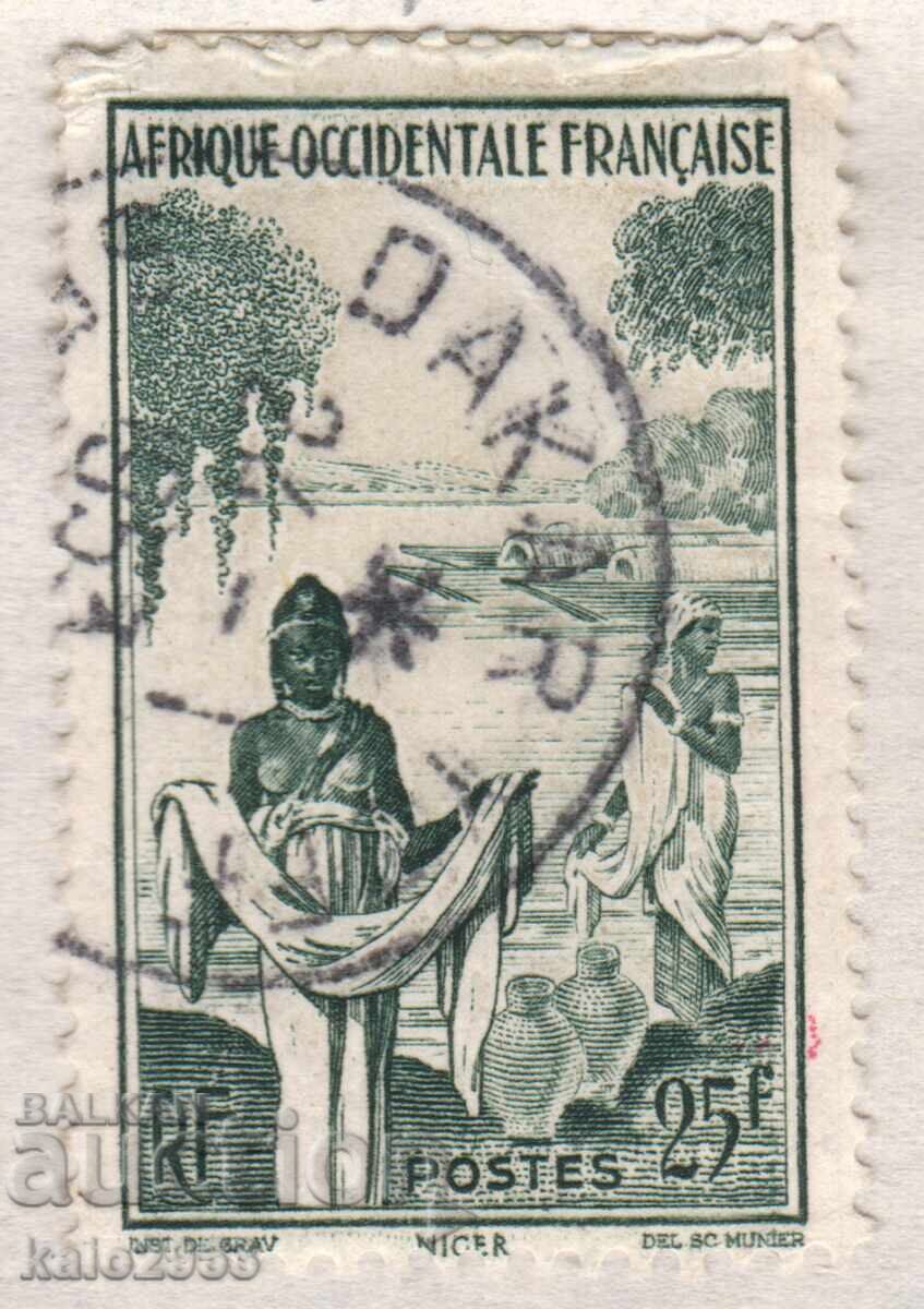 Africa Occidentală Franceză-1947-Uzuale-Spălătorese, ștampilă Africa Occidentală Franceză-1947-Uzuale-Spălătorese, ștampilă