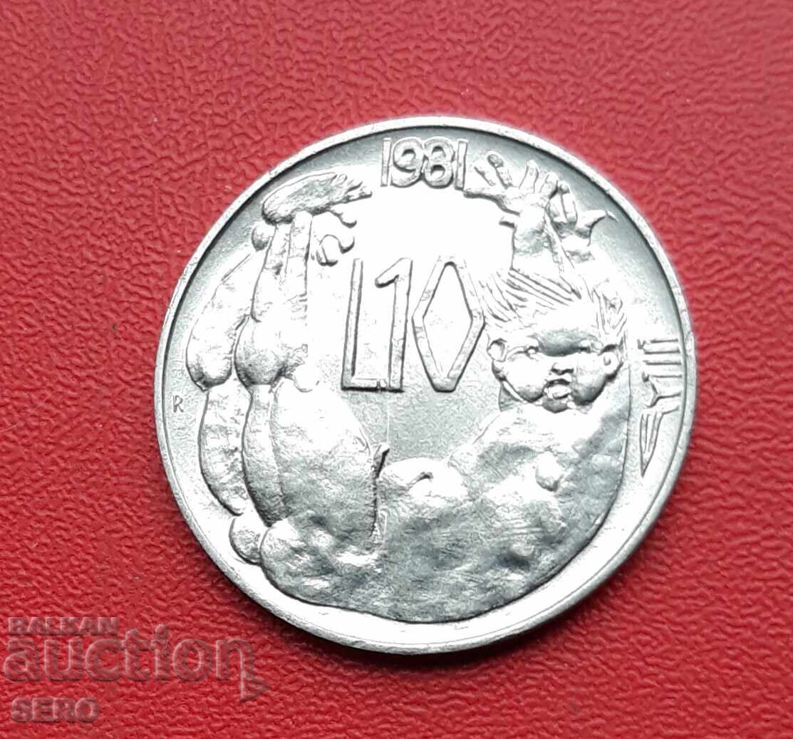 Сан Марино-10 лири 1981-рядка и отл.запазена