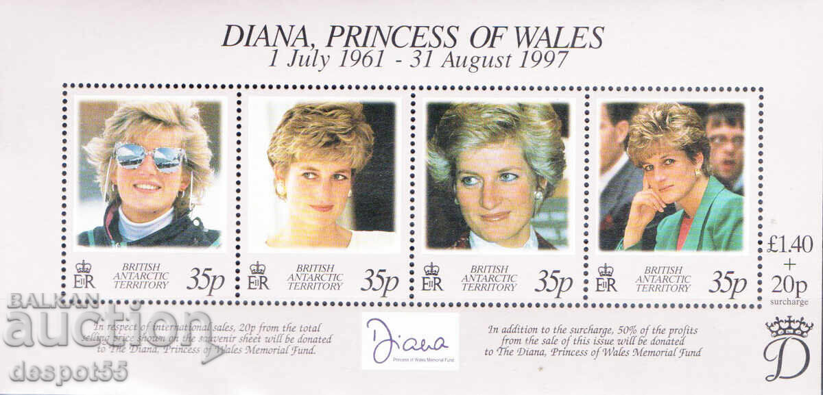 1998 Teritoriul Antarctic Britanic. Comemorarea Prințesei Diana, 1961-1997