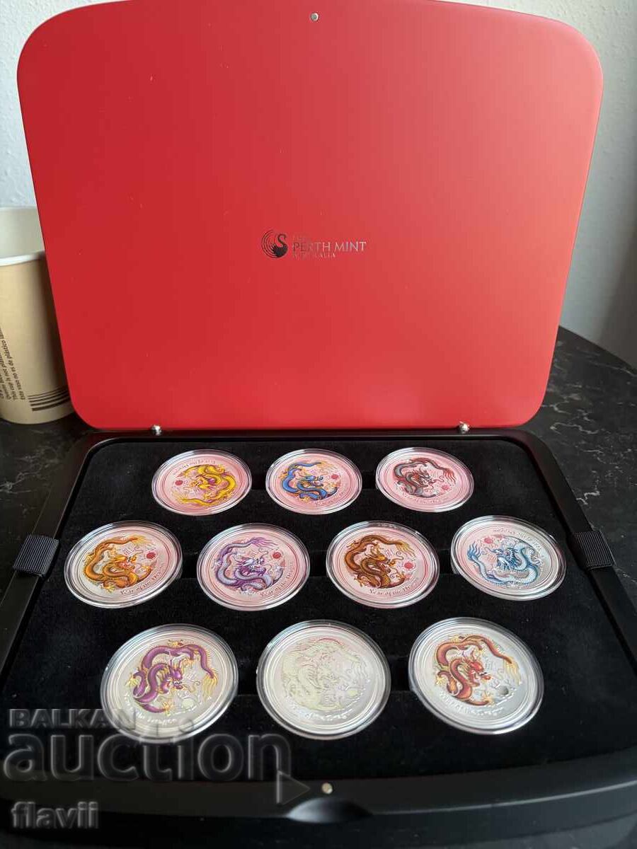 Licitație Set monede colorate Australian Lunar Seria II, 2012