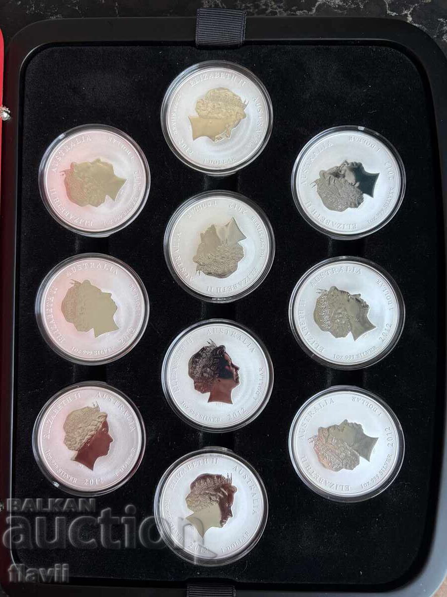Set monede colorate Australian Lunar Seria II, 2012 - 7