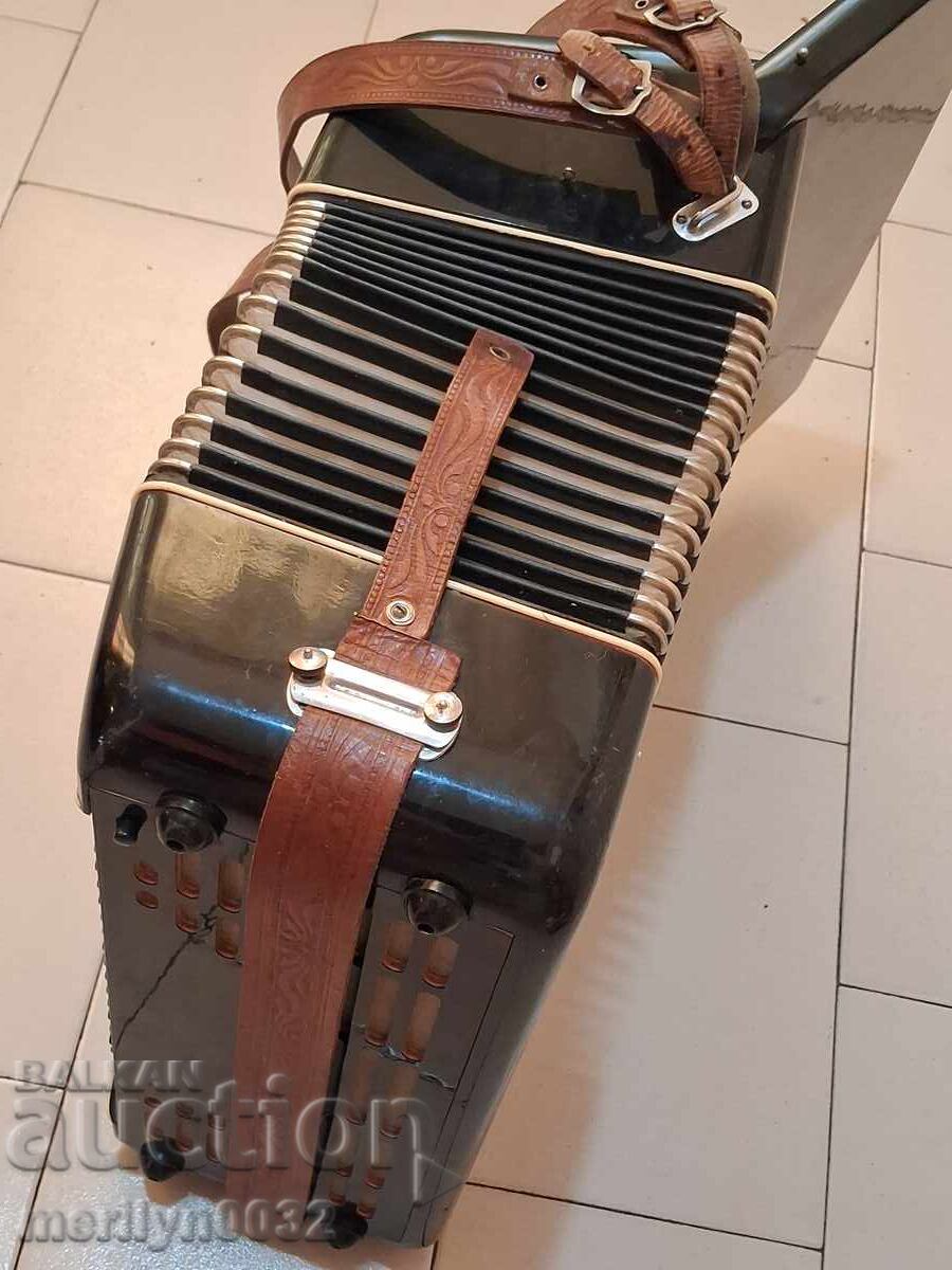 Acordeon vechi "GRIMM" 80 bași instrument muzical FUNCȚIONEAZĂ - 7