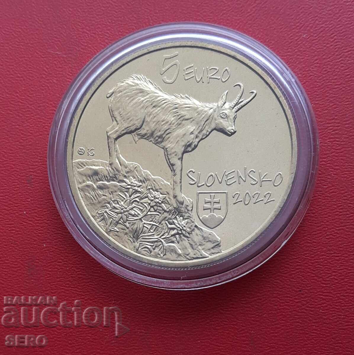 Slovacia-5 euro 2022-capră neagră din Tatra-foarte rară-tiraj 45000
