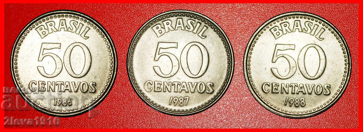 ★ CRUCEA SUDULUI: BRAZILIA ★ SET 50 CENTAVOS 1986, 1987, 1988!