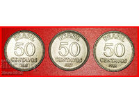 ★ CRUCEA SUDULUI: BRAZILIA ★ SET 50 CENTAVOS 1986, 1987, 1988!