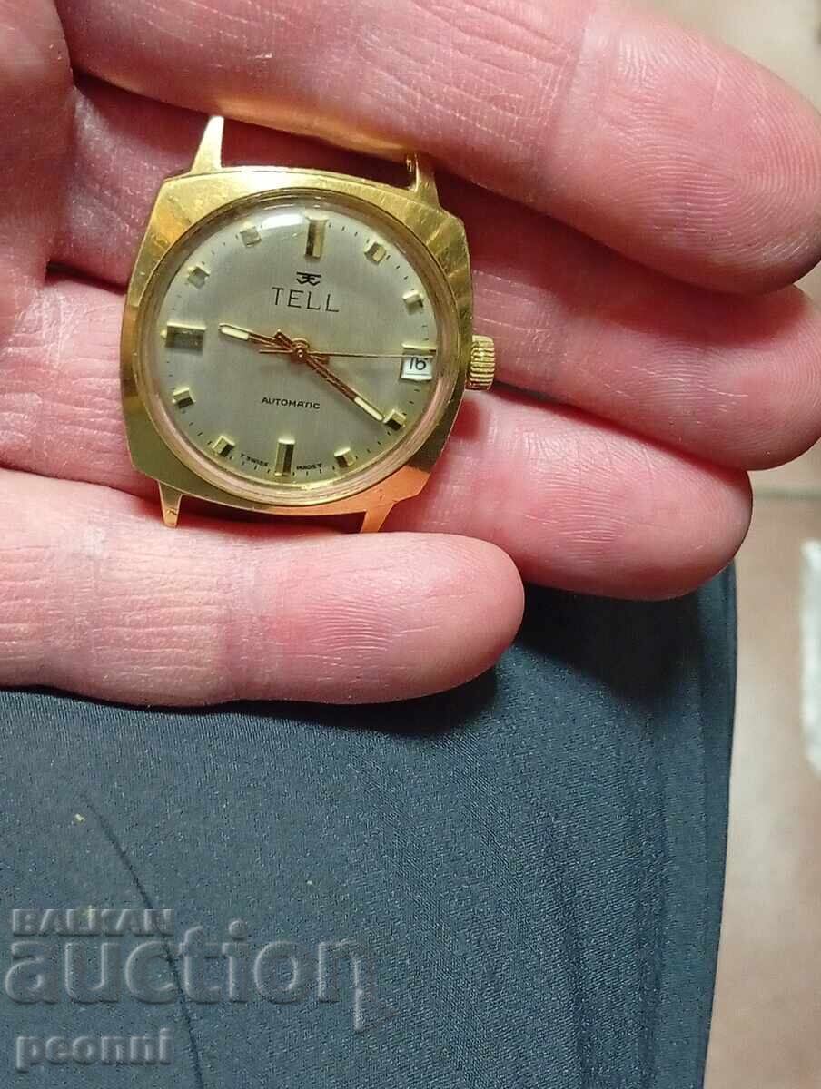 Ceas elvețian placat cu aur Tell - automatic Ceas elvețian placat cu aur Tell - automatic