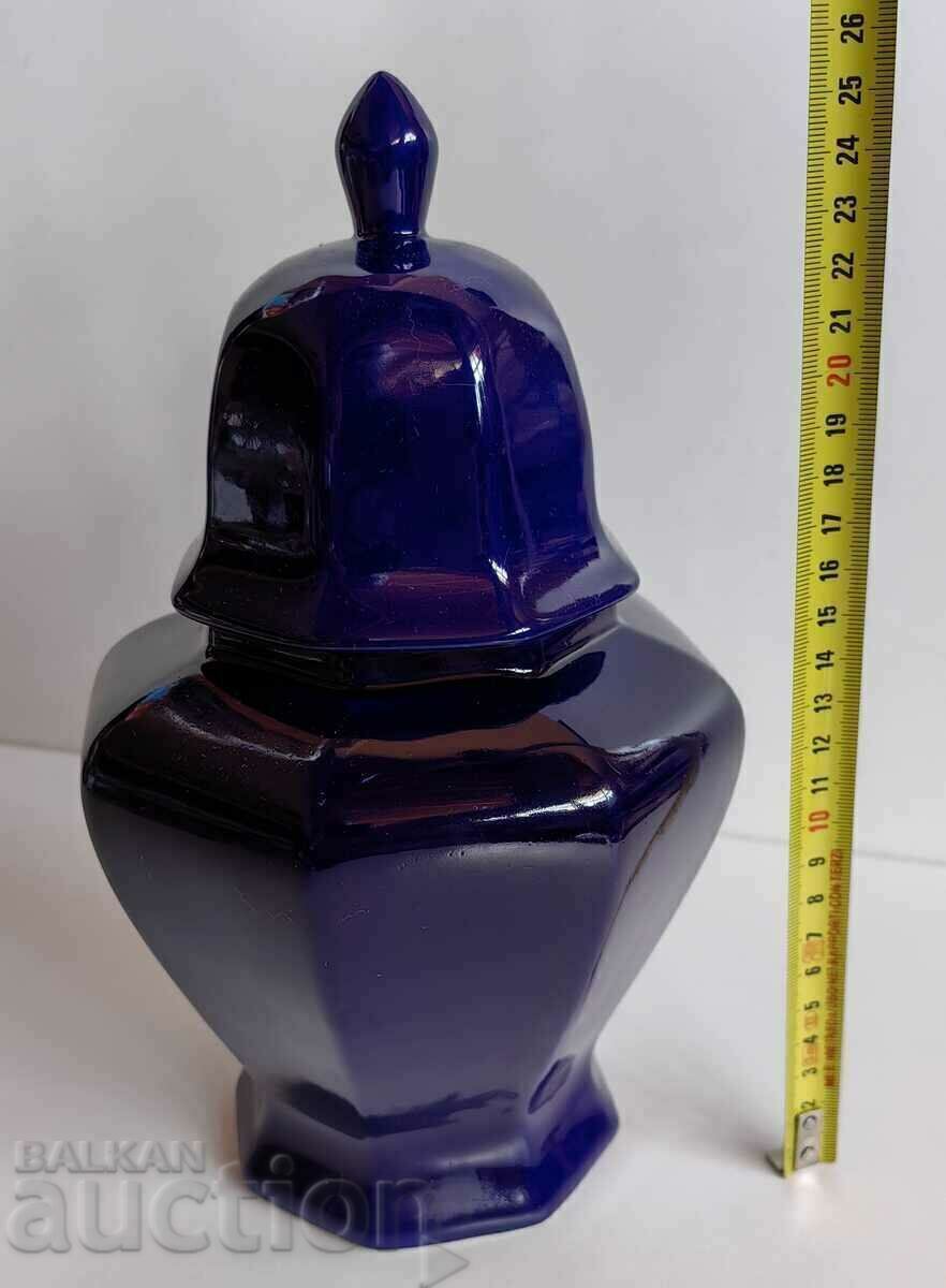 . VAZA BORCA DE URNE ITALIAN DE PORCELAN ALBASTRU COBALT - 5