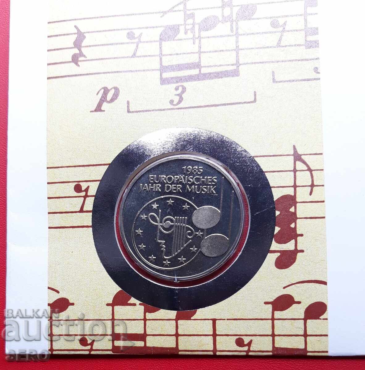 Germany-5 marks 1985-music and postage stamp in a beautiful envelope with price € 9.00 | 17.60 BGN