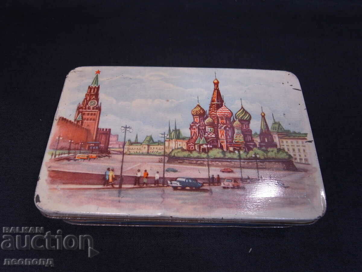 Livrarea VECHI RETRO SOC URSS CUTIE METALICA LITOGRAFĂ MOSCOVA KREMLIN Livrarea VECHI RETRO SOC URSS CUTIE METALICA LITOGRAFĂ MOSCOVA KREMLIN