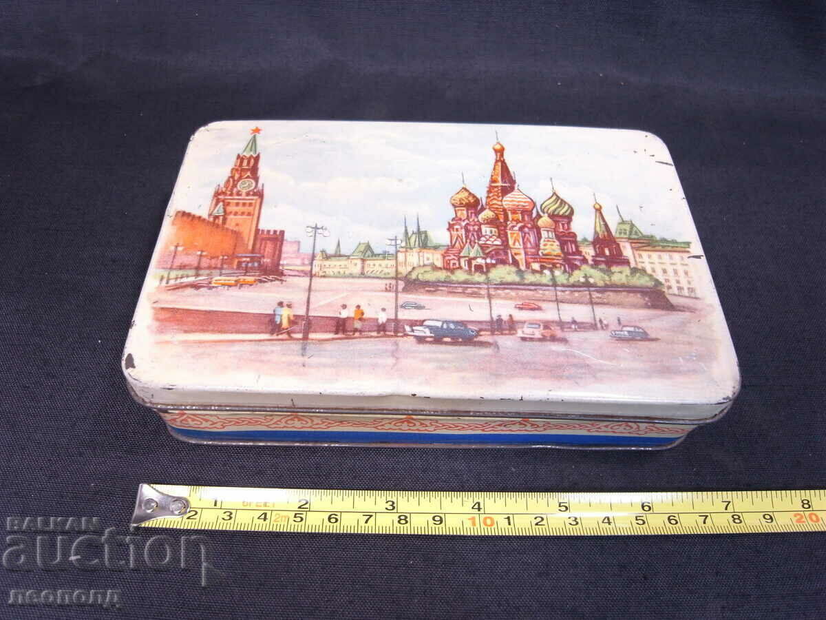 VECHI RETRO SOC URSS CUTIE METALICA LITOGRAFĂ MOSCOVA KREMLIN - 6 VECHI RETRO SOC URSS CUTIE METALICA LITOGRAFĂ MOSCOVA KREMLIN - 6