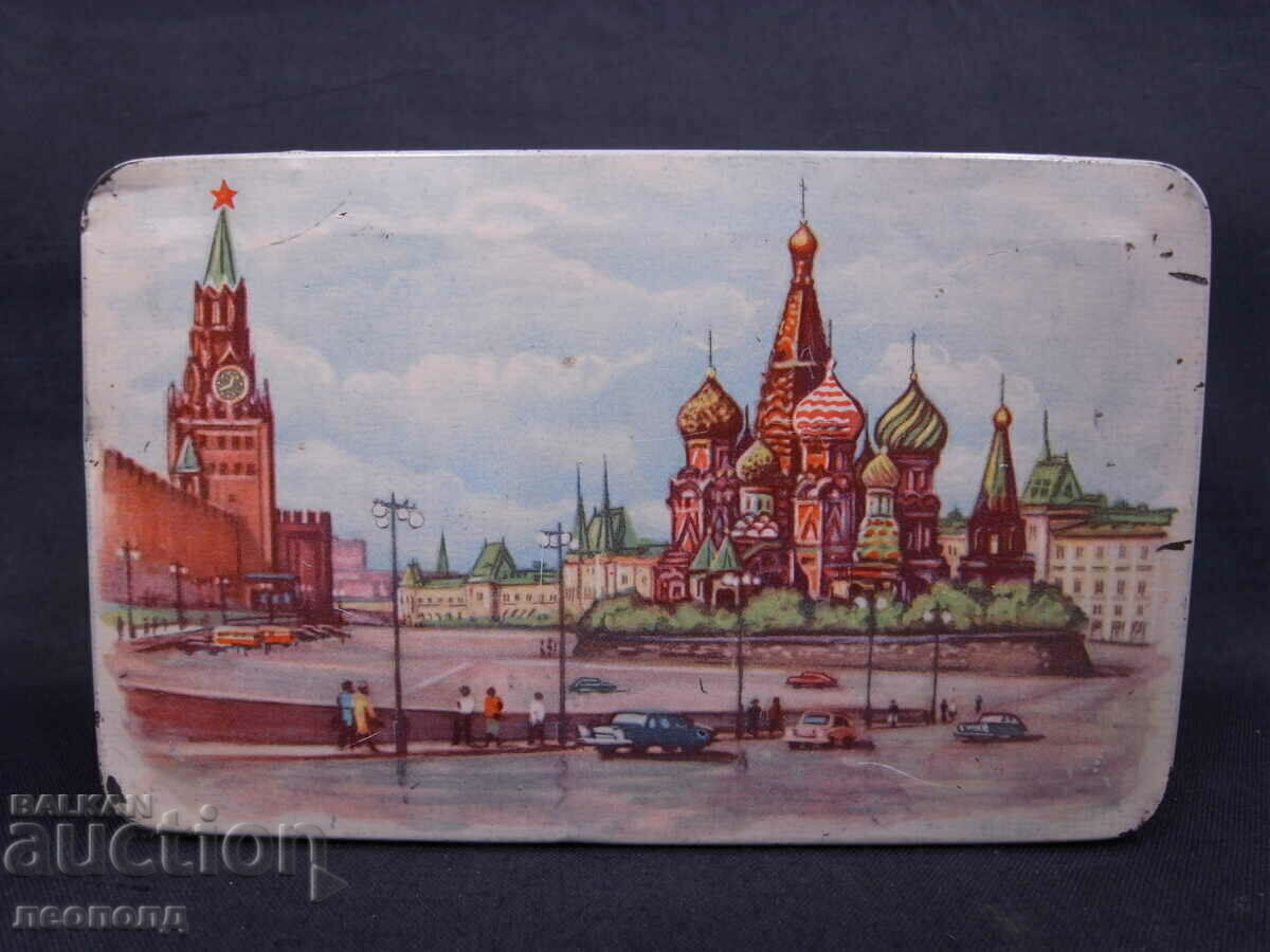 VECHI RETRO SOC URSS CUTIE METALICA LITOGRAFĂ MOSCOVA KREMLIN VECHI RETRO SOC URSS CUTIE METALICA LITOGRAFĂ MOSCOVA KREMLIN