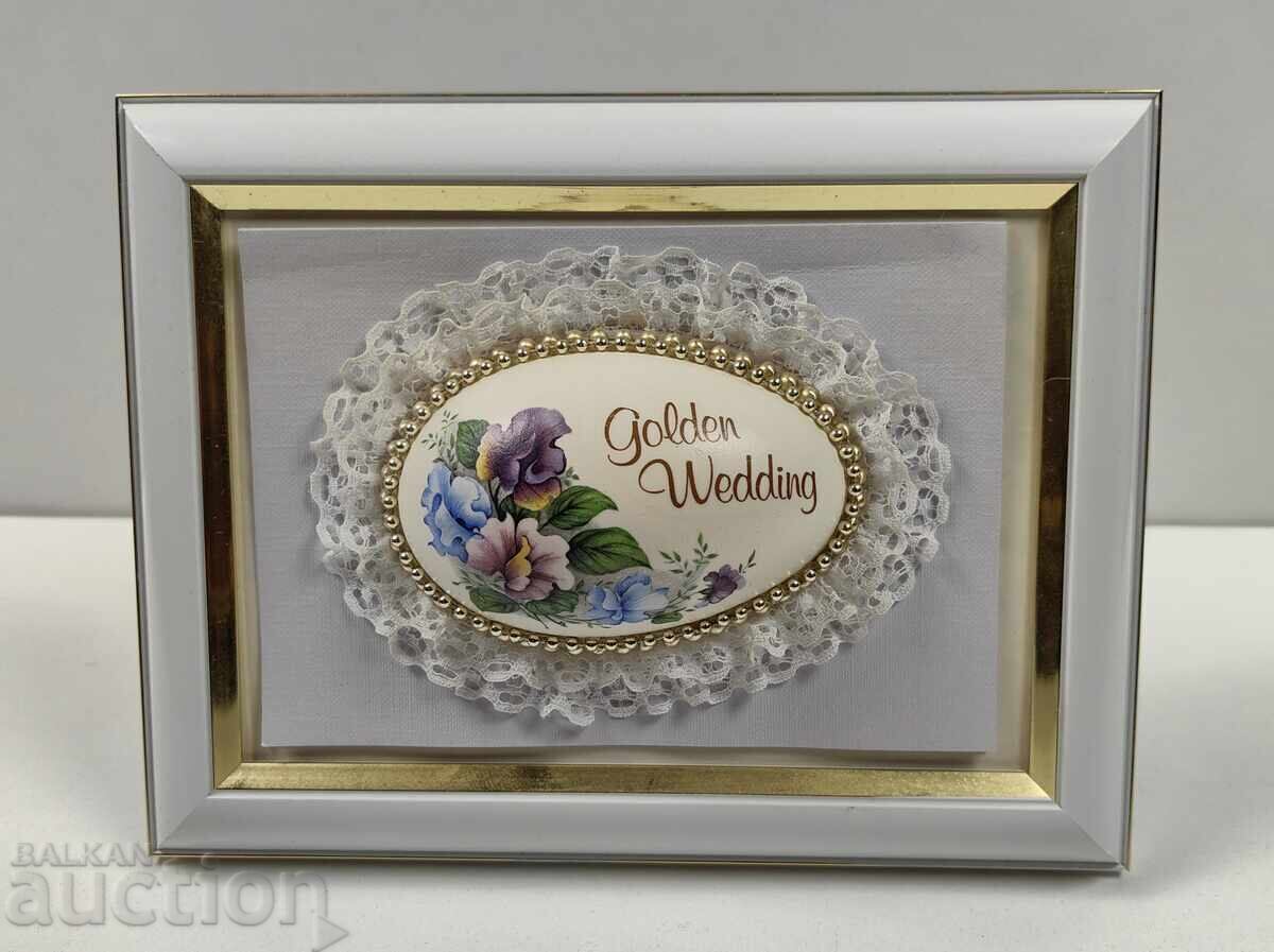 GOLDEN WEDDING FRAME GIFT ANNIVERSARY PANEL PICTURE DECORATION