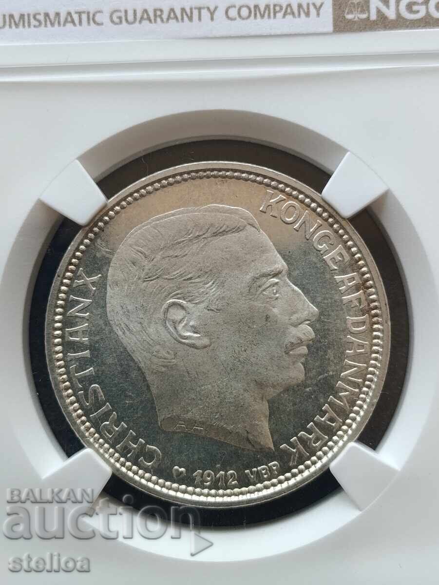 2 coroane Danemarca 1912 VBP NGC MS63 cu preț € 130.00 | 254.26 BGN