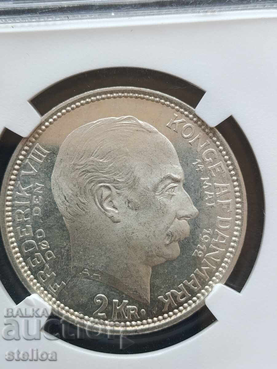 Licitație 2 coroane Danemarca 1912 VBP NGC MS63