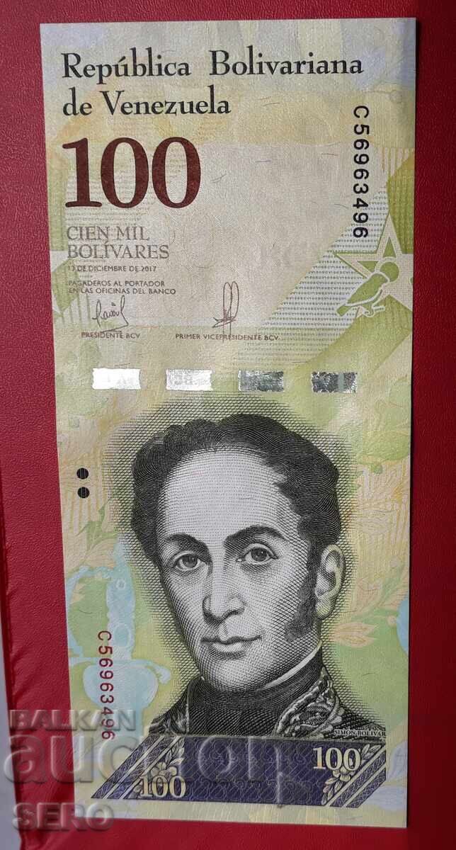 Banknote-Venezuela-100 bolivares 2017