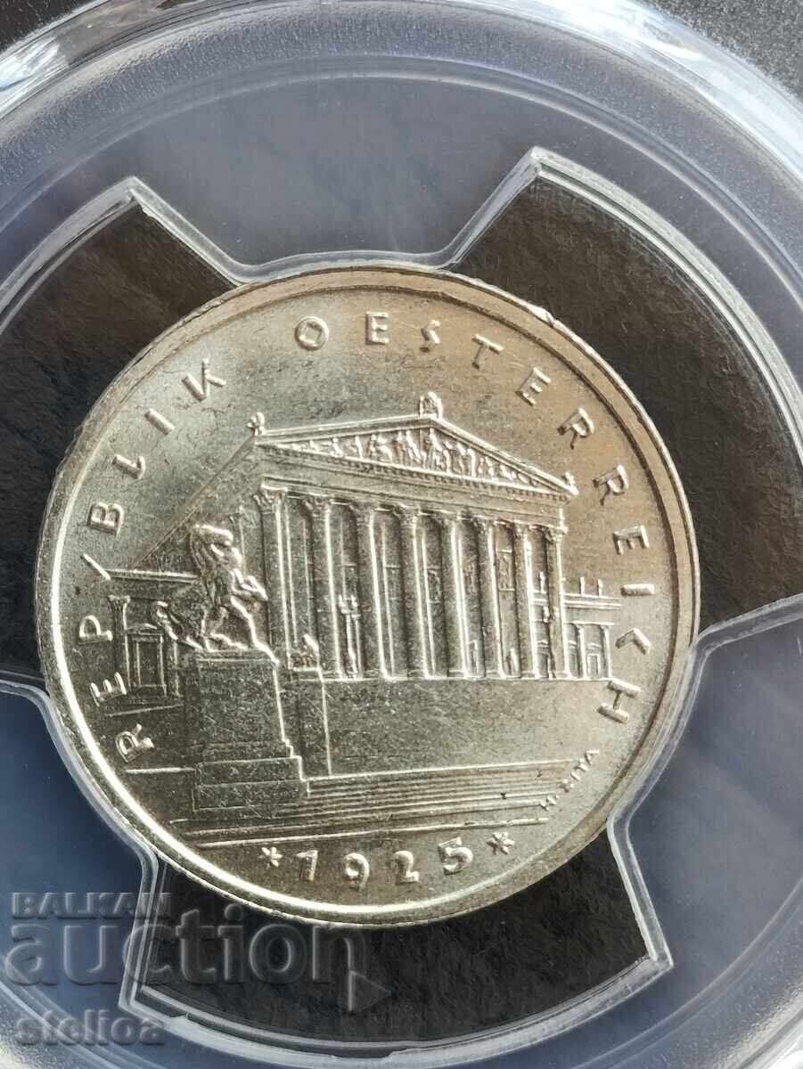 1 Șiling Austria 1925 PCGS MS63 cu preț € 35.00 | 68.45 BGN