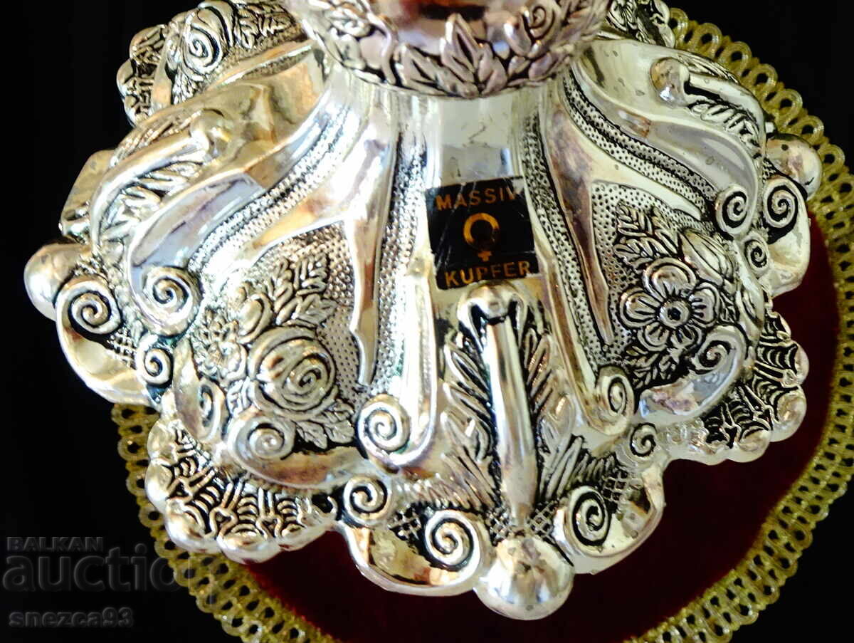 Sfeșnic argintat, trandafiri, ornamente, 36 cm, 1 kg - 6 Sfeșnic argintat, trandafiri, ornamente, 36 cm, 1 kg - 6
