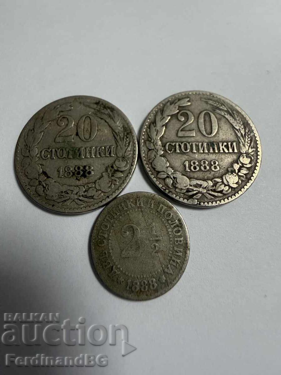 2 i 1/2 stotinki 1888 g. i 2 br. 20 stotinki 1888 g. Bŭlgariya