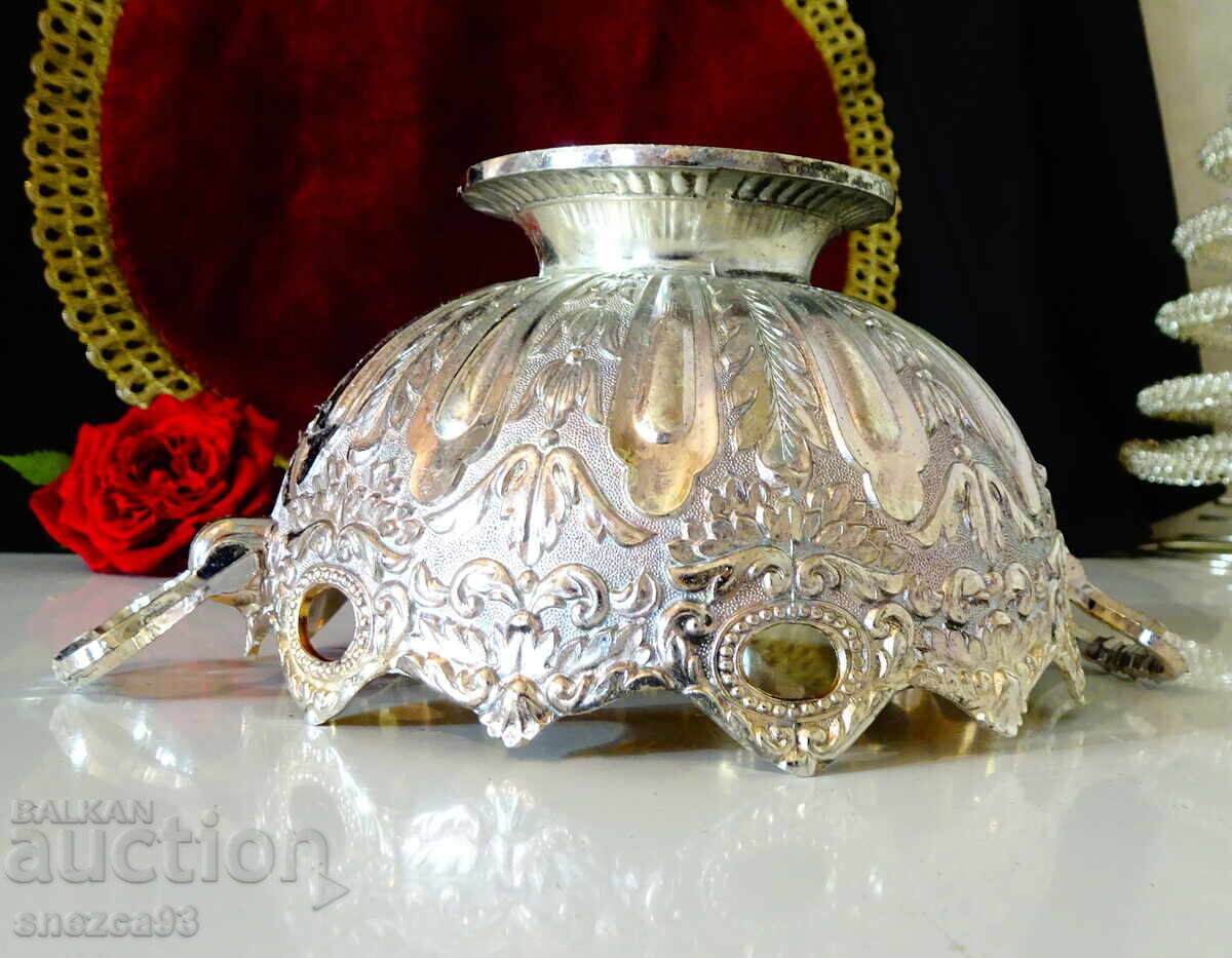 Licitație Fructieră argintată Enesco, piedestal, ornamente