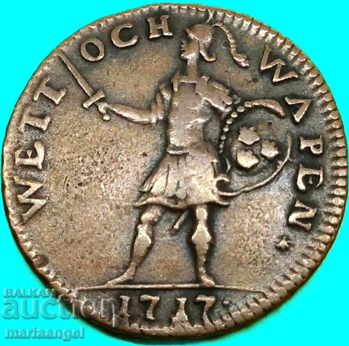 Licitație Suedia 1 Daler 1717 Carol al XII-lea Cupru Licitație Suedia 1 Daler 1717 Carol al XII-lea Cupru