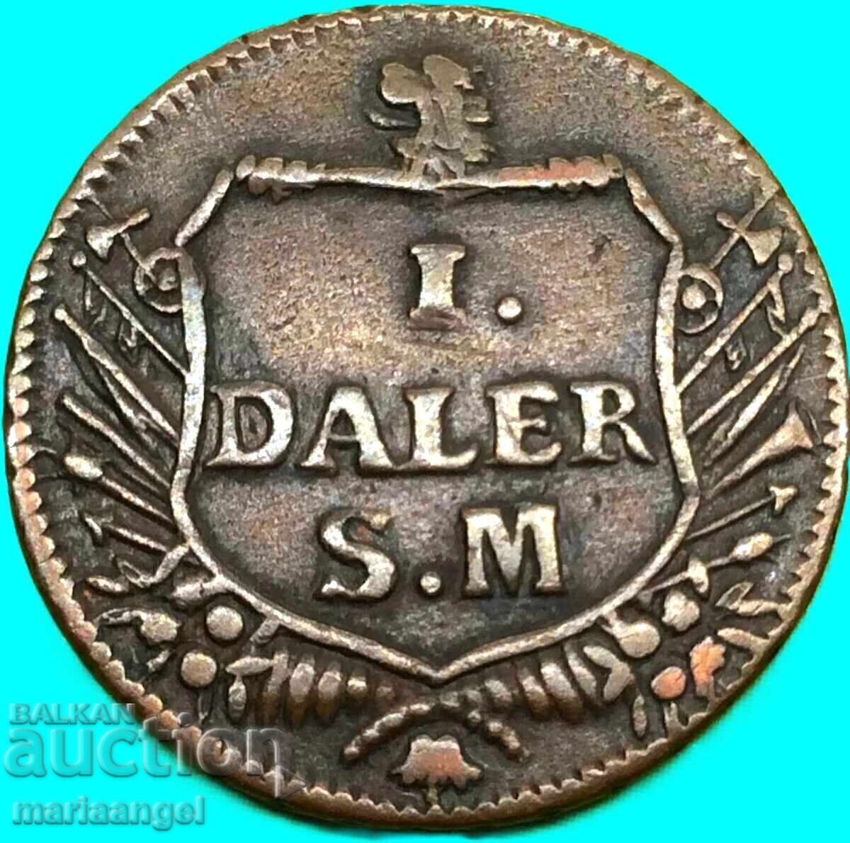 Livrarea Suedia 1 Daler 1717 Carol al XII-lea Cupru Livrarea Suedia 1 Daler 1717 Carol al XII-lea Cupru