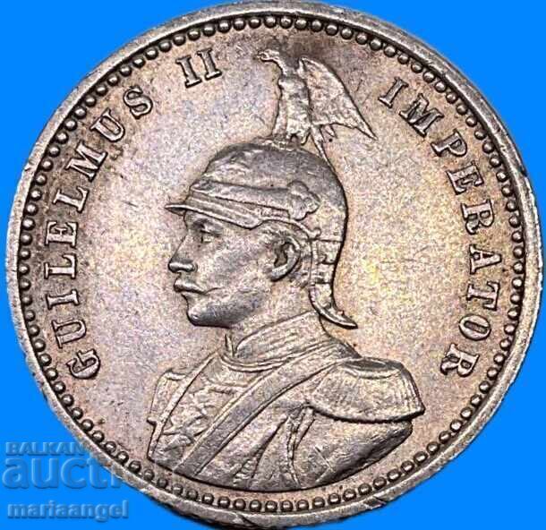 1/4 Рупия 1891 Германия Източна Африка 2.91г Вилхелм II Ag - 5