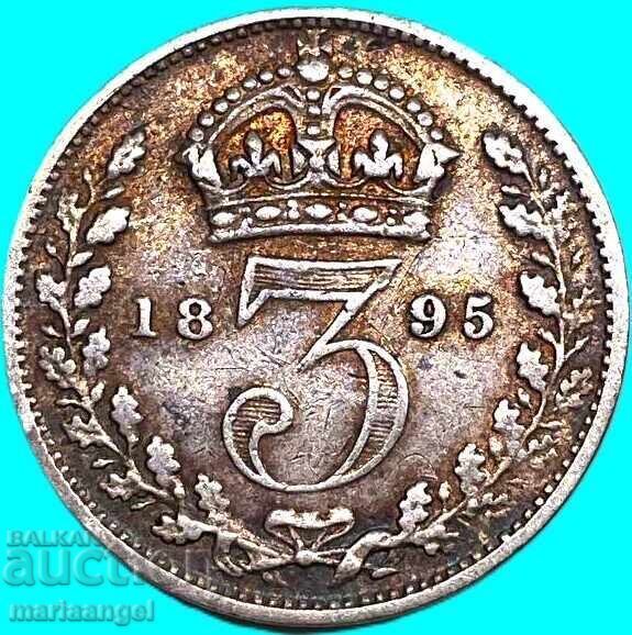 Marea Britanie 3 pence 1895 Victoria 1837-1901 argint cu preț € 11.94 | 23.35 BGN