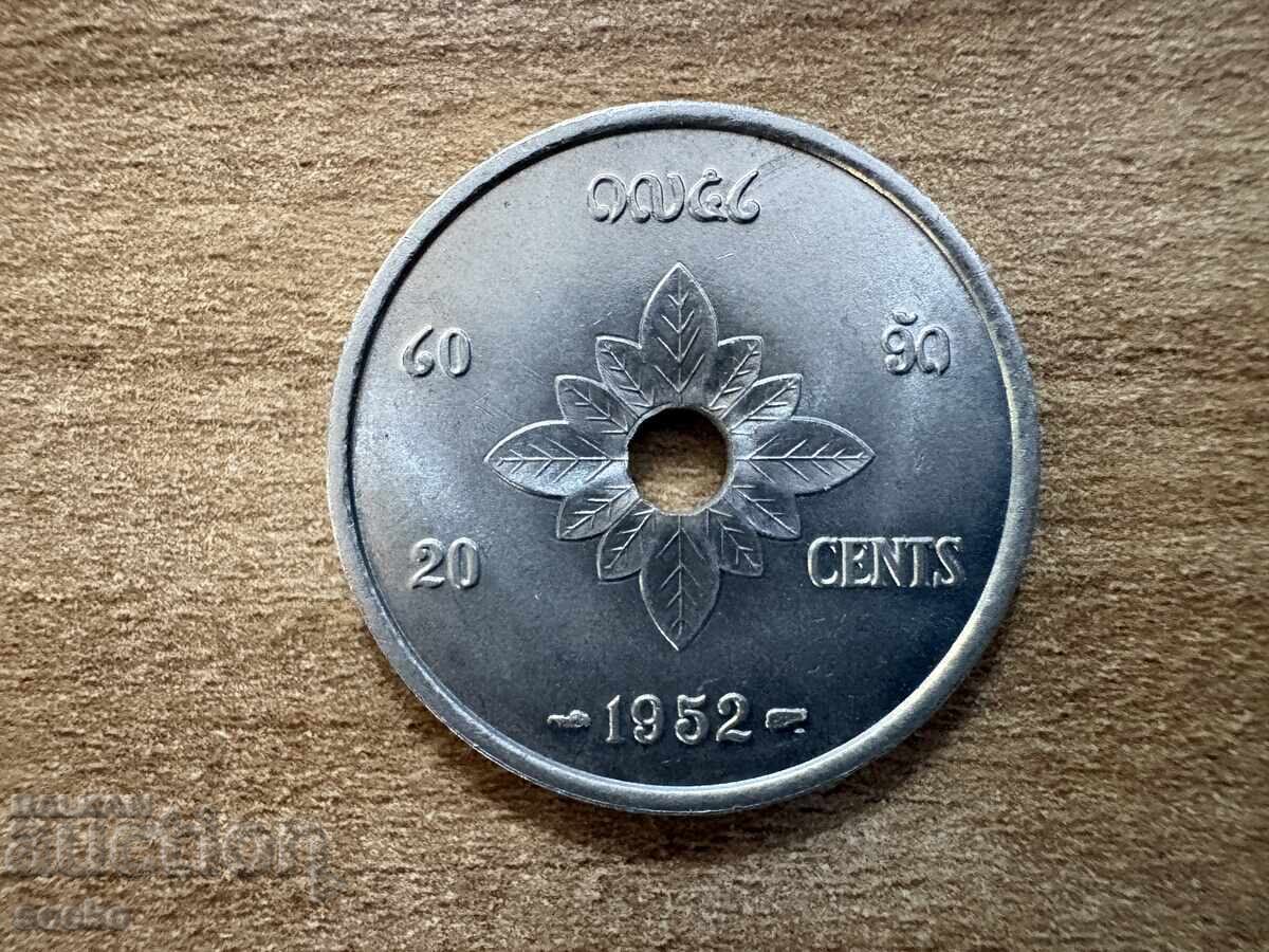 Laos - 20 de cenți (1952) Laos - 20 de cenți (1952)
