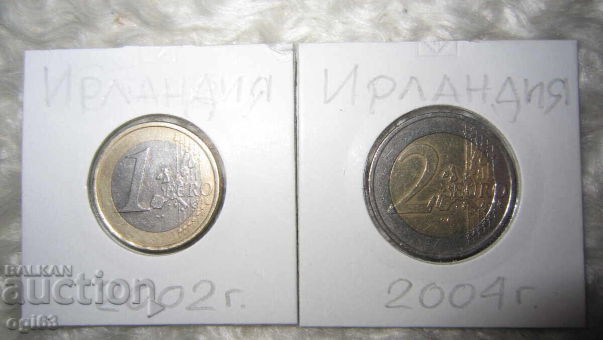 Lot de monede de 1 și 2 Euro 2002/2004 din Irlanda Lot de monede de 1 și 2 Euro 2002/2004 din Irlanda