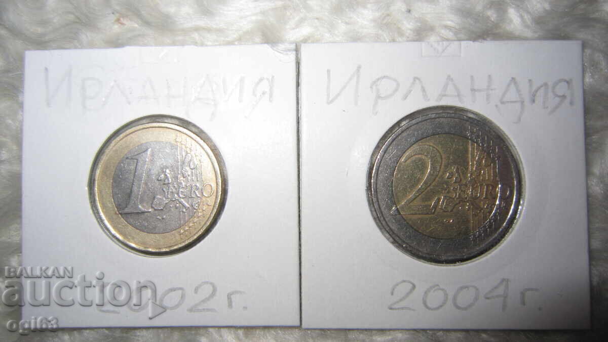 Lot de monede de 1 și 2 Euro 2002/2004 din Irlanda