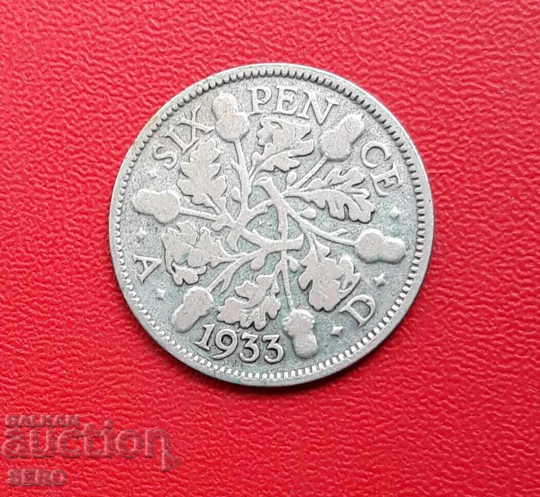 Great Britain-6 pence 1933-silver
