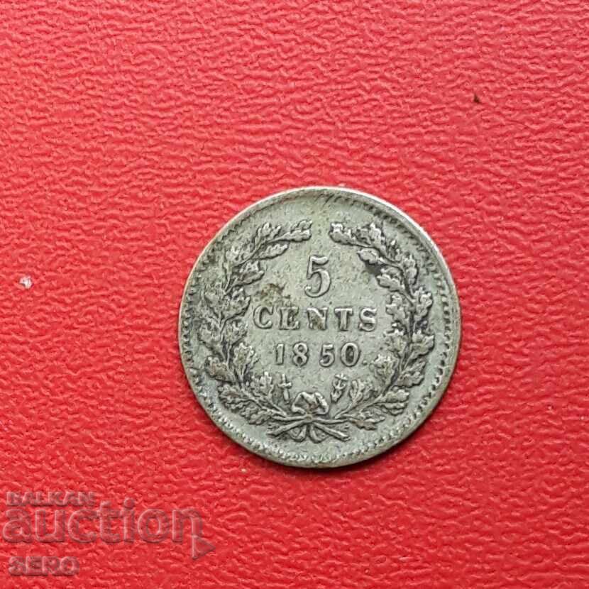 Olanda - 5 cenți 1850 - argint