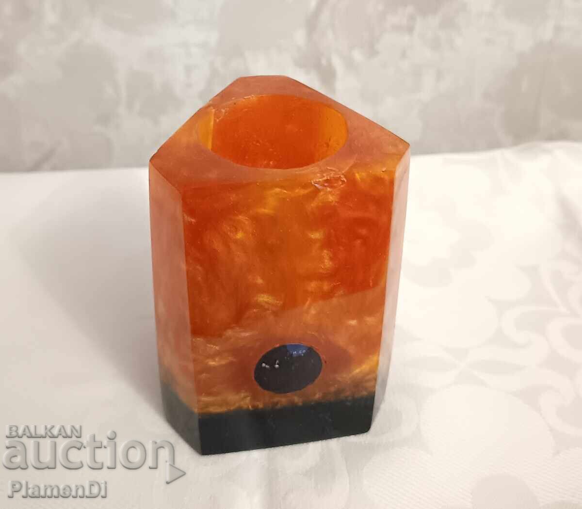 Suport de creioane/vază vintage din Catalin Bakelite Lava Flow - 7
