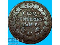 Γαλλία 5 centimes 1799 LAN 8 Γαλλία Προξενείο Ναπολέοντα