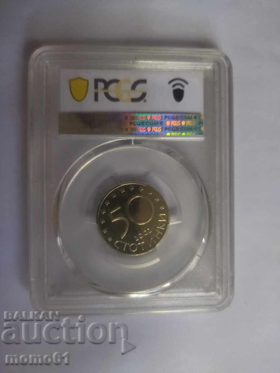 50 stotinki 2002 PCGS PR67DCAM - revers deplasat cu preț € 69.90 | 136.71 BGN 50 stotinki 2002 PCGS PR67DCAM - revers deplasat cu preț € 69.90 | 136.71 BGN