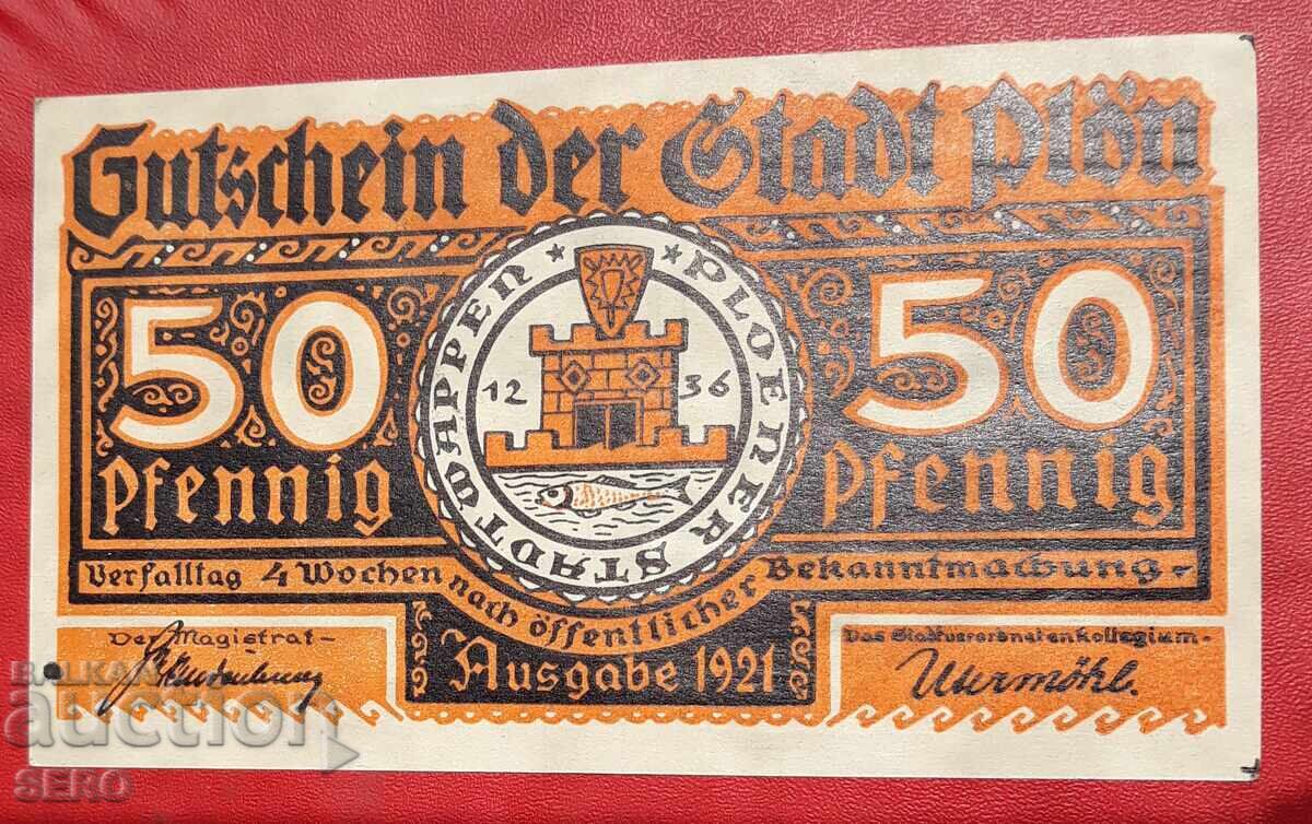 Bancnotă-Germania-Schleswig-Holstein-Plön-50 pfennig 1921 cu preț € 1.00 | 1.96 BGN