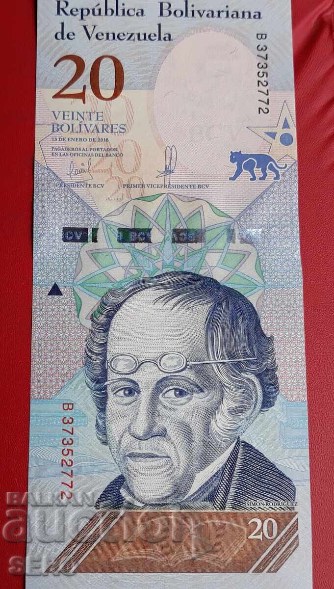 Banknote-Venezuela-20 bolivar 2018