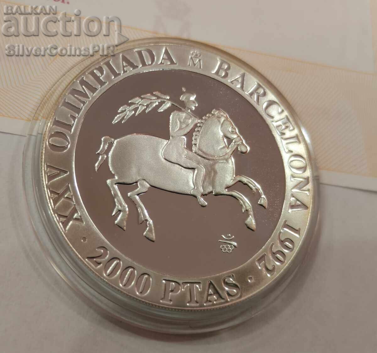 Auction  Silver 2000 Pesetas 1992 Spain Olympics